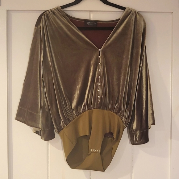 Zara Tops Zara Velvet Bodysuit Poshmark